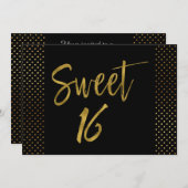 スウィート16ゴールドフォイル誕生日招待状 招待状 (正面/裏面)