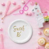スウィート16ゴールドフォイル誕生日 ペーパープレート (パーティー)
