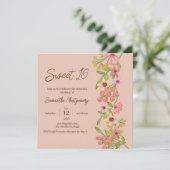 スウィート16サマーピンクフローラボホバースデーパーティー 招待状 (スタンド正面)