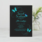 スウィート16シックスブルーバタフライ誕生日 招待状 (スタンド正面)