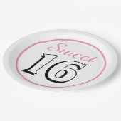 スウィート16シックモダンピンクバースデーパーティー ペーパープレート (アングル)