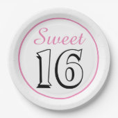 スウィート16シックモダンピンクバースデーパーティー ペーパープレート (正面)