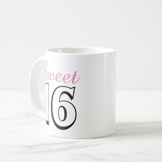 スウィート16シックモダンピンク誕生日ギフト コーヒーマグカップ (正面左)