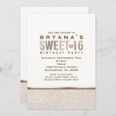 スウィート16シャンパンスパークルグラムパーティの招待状 招待状 (正面/裏面)