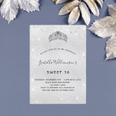 スウィート16シルバーグリッターティアラクラウンスパークル 招待状