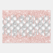 スウィート16シルバーグリッタードリップバラ金ゴールドピンク ラッピングペーパーシート (正面3)