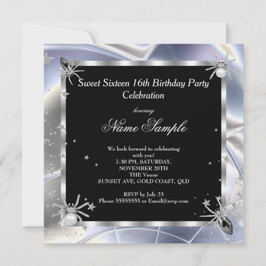スウィート16シルバースパイダーズ16thバースデーパーティー 招待状 (裏面)