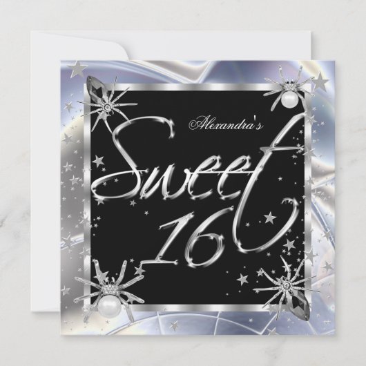 スウィート16シルバースパイダーズ16thバースデーパーティー 招待状 (正面)