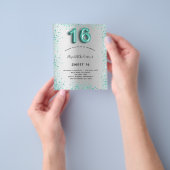 スウィート16シルバーティール(緑がかった色)グリッター予算 チラシ (手)