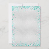 スウィート16シルバーティール(緑がかった色)グリッター 招待状 (裏面)
