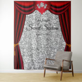 スウィート16シルバーバラレッドカーテンシルバーグリッター タペストリー (インサイチュ)