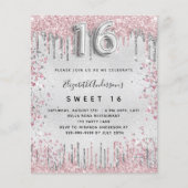 スウィート16シルバーピンクグリッター予算の招待 チラシ (正面)