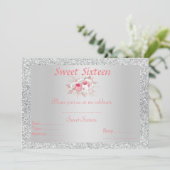 スウィート16シルバーピンク桃フローラ 招待状 (スタンド正面)