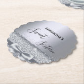 スウィート16シルバーボウエレガントパーティー ペーパーコースター (アングル)