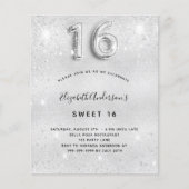 スウィート16シルバーメタルグリッター予算の招待 チラシ (正面)