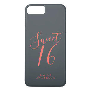 スウィート16スクリプトコーラルブラック16誕生日 iPhone 8 PLUS/7 PLUSケース