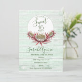 スウィート16スクリプトタイプムーンライトサボテン&アクアウッド 招待状 (スタンド正面)