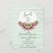 スウィート16スクリプトタイプムーンライトサボテン&アクアウッド 招待状 (正面/裏面)