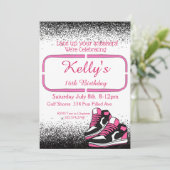 スウィート16スニーカー誕生日グリッター 招待状 (スタンド正面)