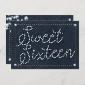 スウィート16タイプデニム&ダイヤモンドパーティの招待状 招待状 (正面/裏面)