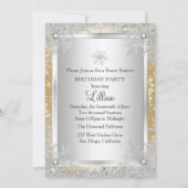 スウィート16ダイヤモンドスノーフレーク金ゴールドウィンターワンダーランド 招待状 (裏面)