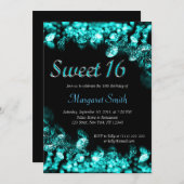 スウィート16ダイヤモンドターコイズ招待状 招待状 (正面/裏面)