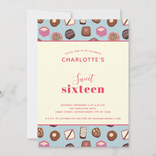 スウィート16チョコレートテーマ誕生日パーティー 招待状 (正面)