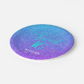 スウィート16ティール（緑がかった色）パープルグラデーショングリッターパーソナライズされた ペーパープレート (アングル)