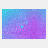 スウィート16ティール（緑がかった色）パープルグリッターグラムガール誕生日 ラッピングペーパーシート (正面2)