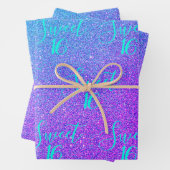 スウィート16ティール（緑がかった色）パープルグリッターグラムガール誕生日 ラッピングペーパーシート (インサイチュ)