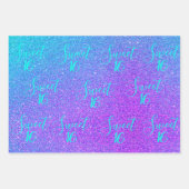 スウィート16ティール（緑がかった色）パープルグリッターグラムガール誕生日 ラッピングペーパーシート (正面)