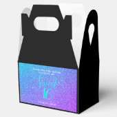 スウィート16ティール（緑がかった色）パープルグリッターサンキューネーム フェイバーボックス (オープン)