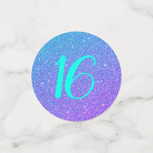 スウィート16ティール（緑がかった色）パープルグリッターバースデーパーティー コンフェッティ (スモール正面)