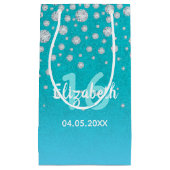 スウィート16ティール（緑がかった色）ブルーグリーングリッター名 スモールペーパーバッグ (正面)