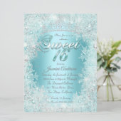 スウィート16ティール（緑がかった色）ブルーシルバーウィンターワンダーランドティアラ 招待状 (スタンド正面)