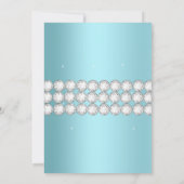 スウィート16ティール（緑がかった色）ブルースパークルティアラバースデーパーティー 招待状 (裏面)