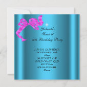 スウィート16ティール(緑がかった色)ブルーピンクダイヤモンドイメージ 招待状 (裏面)