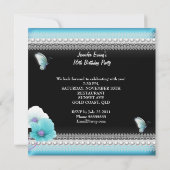スウィート16ティール（緑がかった色）ブルーブラックバタフライ 招待状 (裏面)