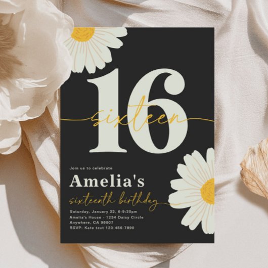 スウィート16デイジー誕生日招待状 招待状