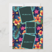 スウィート16トロピカルコラージハイビスカス深いブルー 招待状 (裏面)