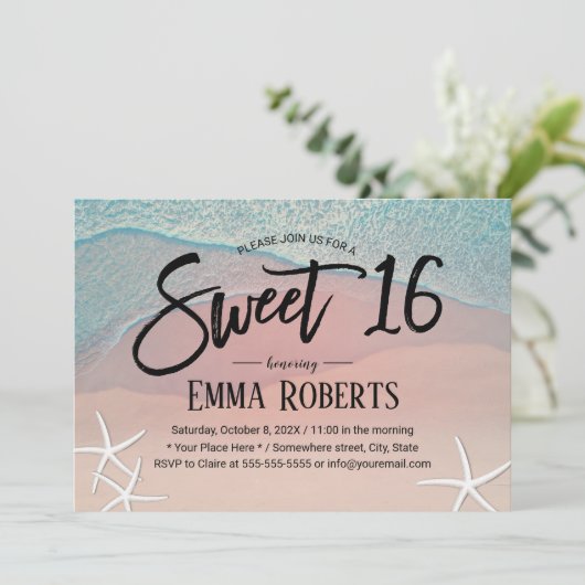 スウィート16トロピカルサマービーチバースデーパーティー 招待状 (スタンド正面)
