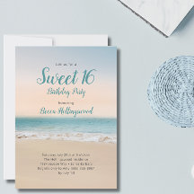 スウィート16トロピカルビーチテーマパーティー招待状