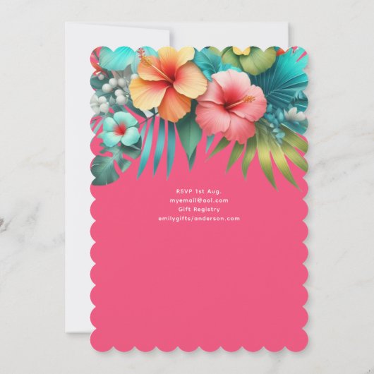 スウィート16トロピカルルアウ（ハワイ式宴会）プールパーティーガールズ誕生日 招待状 (裏面)