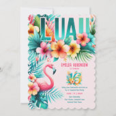 スウィート16トロピカルルアウ(ハワイ式宴会)プールパーティーガールズ誕生日 招待状 (正面)