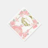 スウィート16ナプキンスバタフライピンクドレスフローラ スタンダードカクテルナプキン (角)