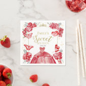 スウィート16ナプキンスバタフライレッドドレスフローラ スタンダードカクテルナプキン (インサイチュ)