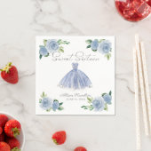 スウィート16ナプキンズシルバーダスティブルーガウンフローラ スタンダードカクテルナプキン (インサイチュ)