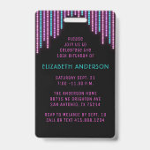 スウィート16ネオングローバースデーパーティー バッジ (裏面)