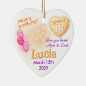 スウィート16ハッピーバースデーガールガールドーターギフト セラミックオーナメント (右)