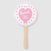 スウィート16ハッピーバースデーピンクハート名前をカスタムする ハンドファン (正面)